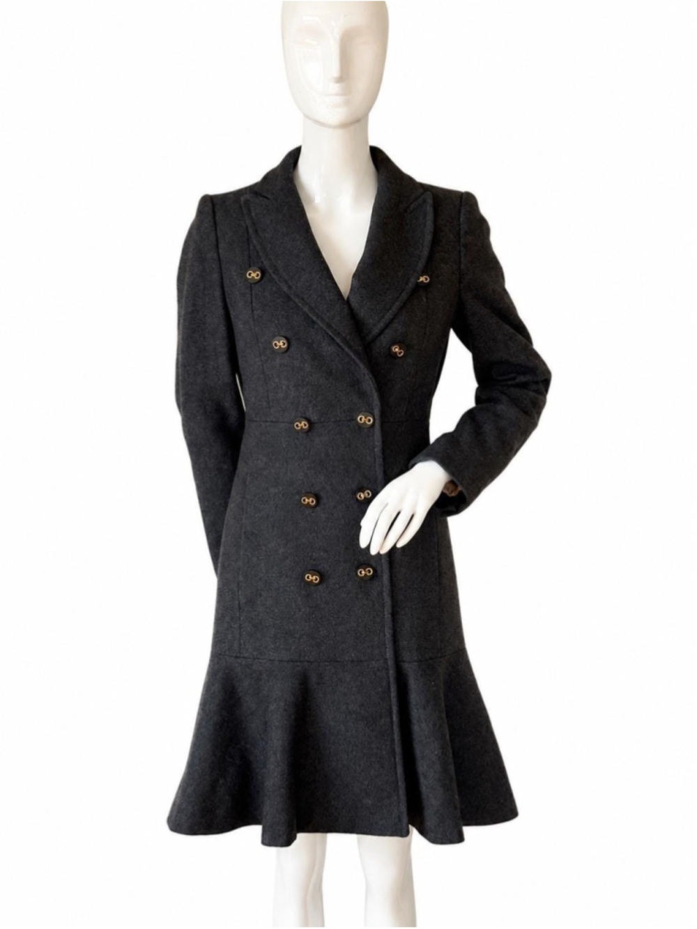 MAX&Co Gray Wool Fit Flare Double Breasted Coat IT 38 US 2
